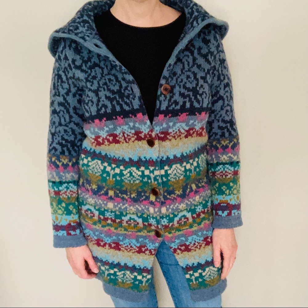 Sundance Sweater Coat Blue Copenhagen Fair Isle Lambswool